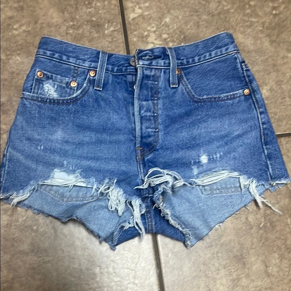 Levi’s Denim Distressed Women Shorts 501